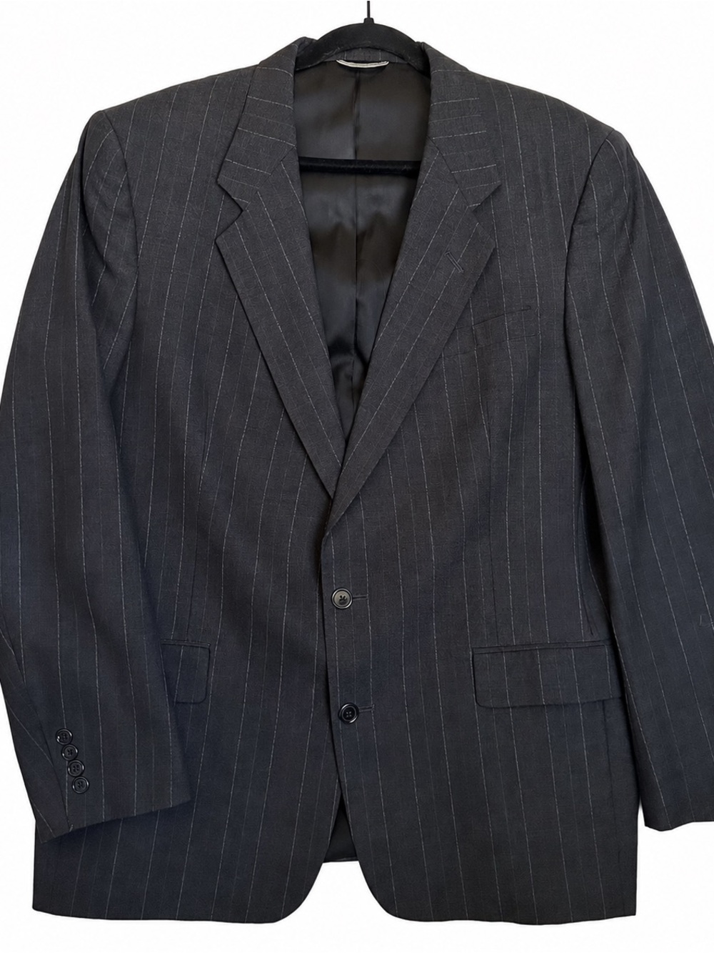 Vintage Christian Dior Monsieur Blazer Men's 44L 100% Wool Gray Pinstripe USA